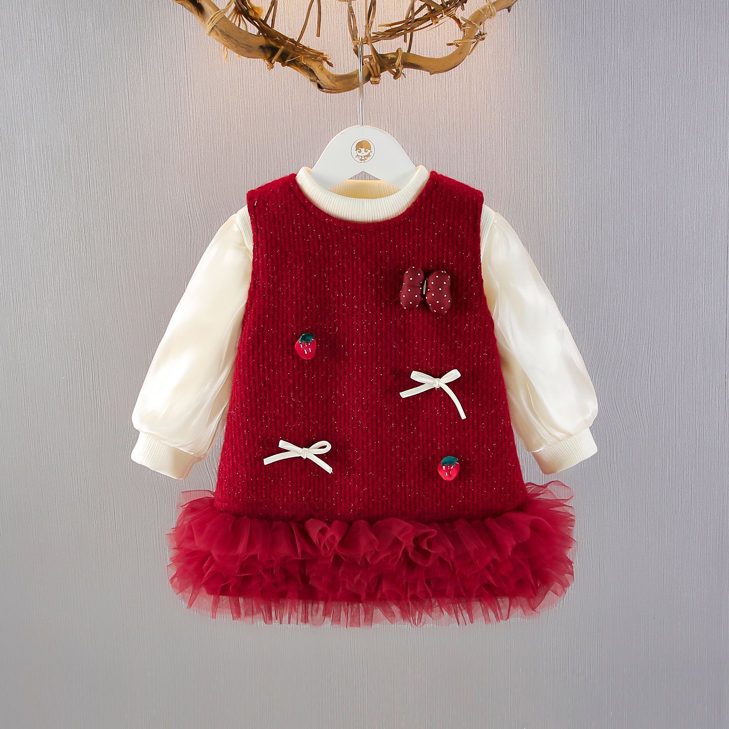 女童加绒连衣裙秋冬装新款洋气宝宝周岁礼服儿童公主冬季生日套装