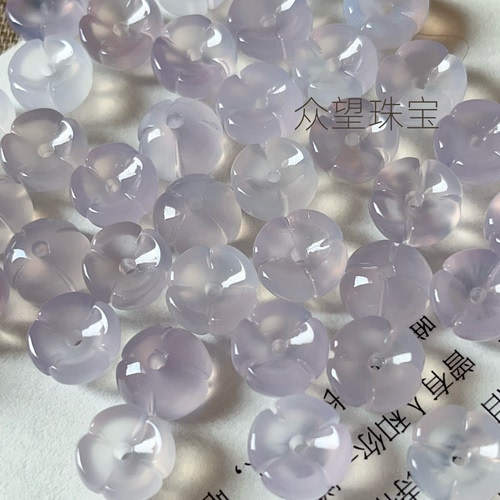 约7*11mm天然浅紫色玛瑙桂花 花托吊坠diy手链项链耳环配饰