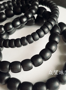 手串  精选磨砂黑玛瑙 精工直切暴力归圆 老型珠素串DIY手串高级