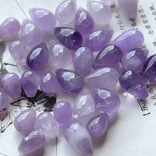 天然紫水晶9*12mm吊胆水滴 手工diy新中式发簪耳环项链吊坠吊饰