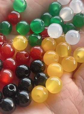 大孔珠子散珠红黑天然玛瑙配珠diy手链串珠尾珠2mm大孔径隔珠配件