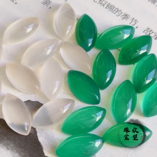 天然绿玛瑙冰种马眼平底蛋面 戒面璎珞古风发簪diy饰品配件