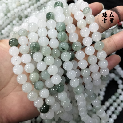 4-14mm天然石冰山翠天山翠圆珠 玉石手持散珠diy手工串珠配件材料
