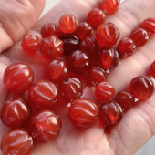 瓜棱珠 12mm红玛瑙南瓜珠 古风玉簪花花苞配件耳环手链配件