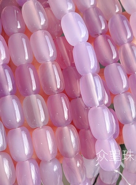 10*14mm天然玛瑙烤色 粉紫色玛瑙桶珠散珠串珠手工材料