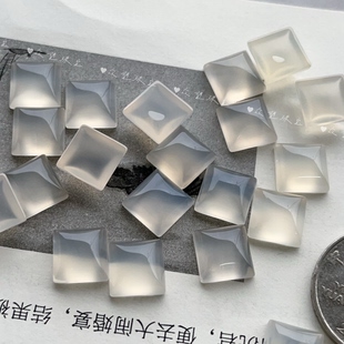 天然白玛瑙方形戒面 平底无孔正方形贴面贴片手工配件材料