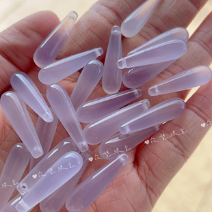 天然浅紫色玛瑙水滴珠7 手工diy发簪头饰耳环配件 26mm横孔散珠
