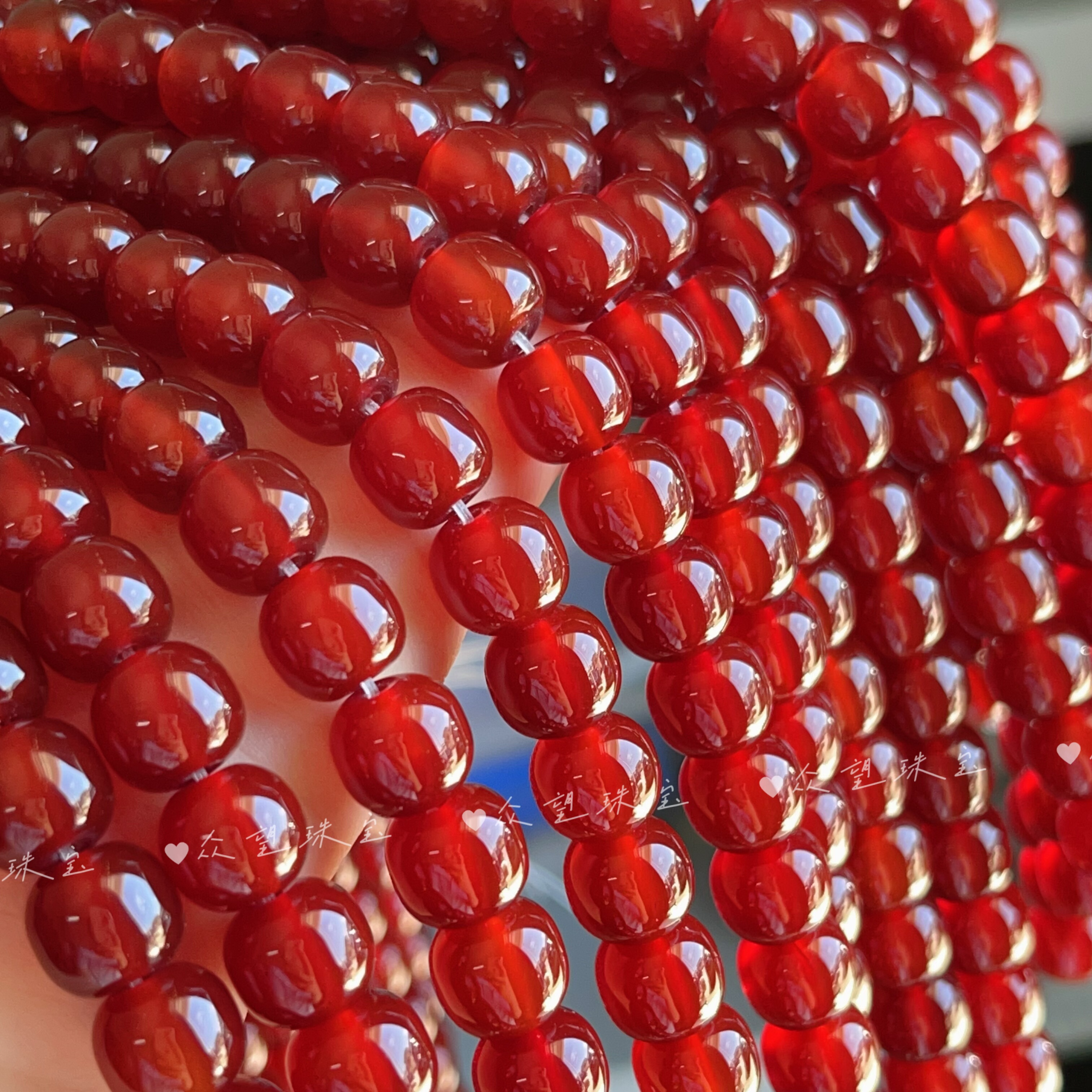 天然红玛瑙老型珠鼓珠 玛瑙苹果珠文玩圆柱珠手工diy散珠