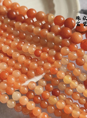 天然红东陵圆珠 新疆戈壁玉散珠diy手链项链配件饰品