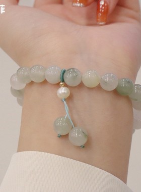 天山翠手链女简约手链玉石单圈手