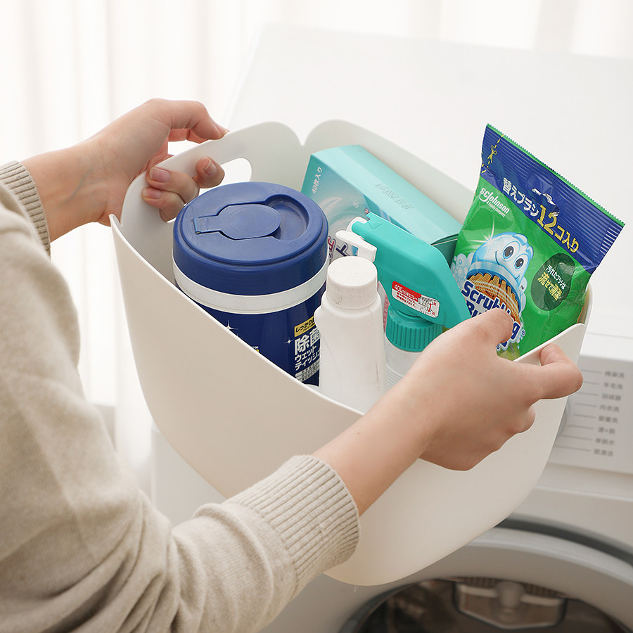 日式桌面收纳盒家用化妆品浴室橱柜整理盒子手提大容量杂物收纳筐