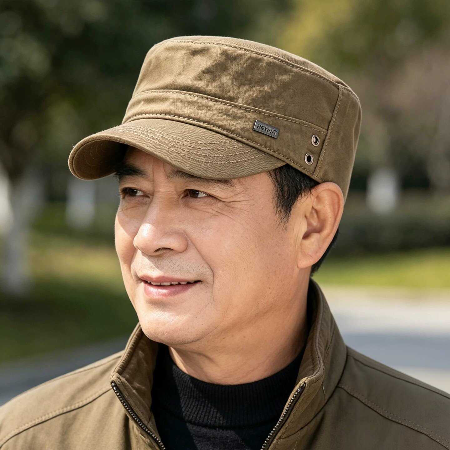 秋季平顶鸭舌帽中老年人老头帽子