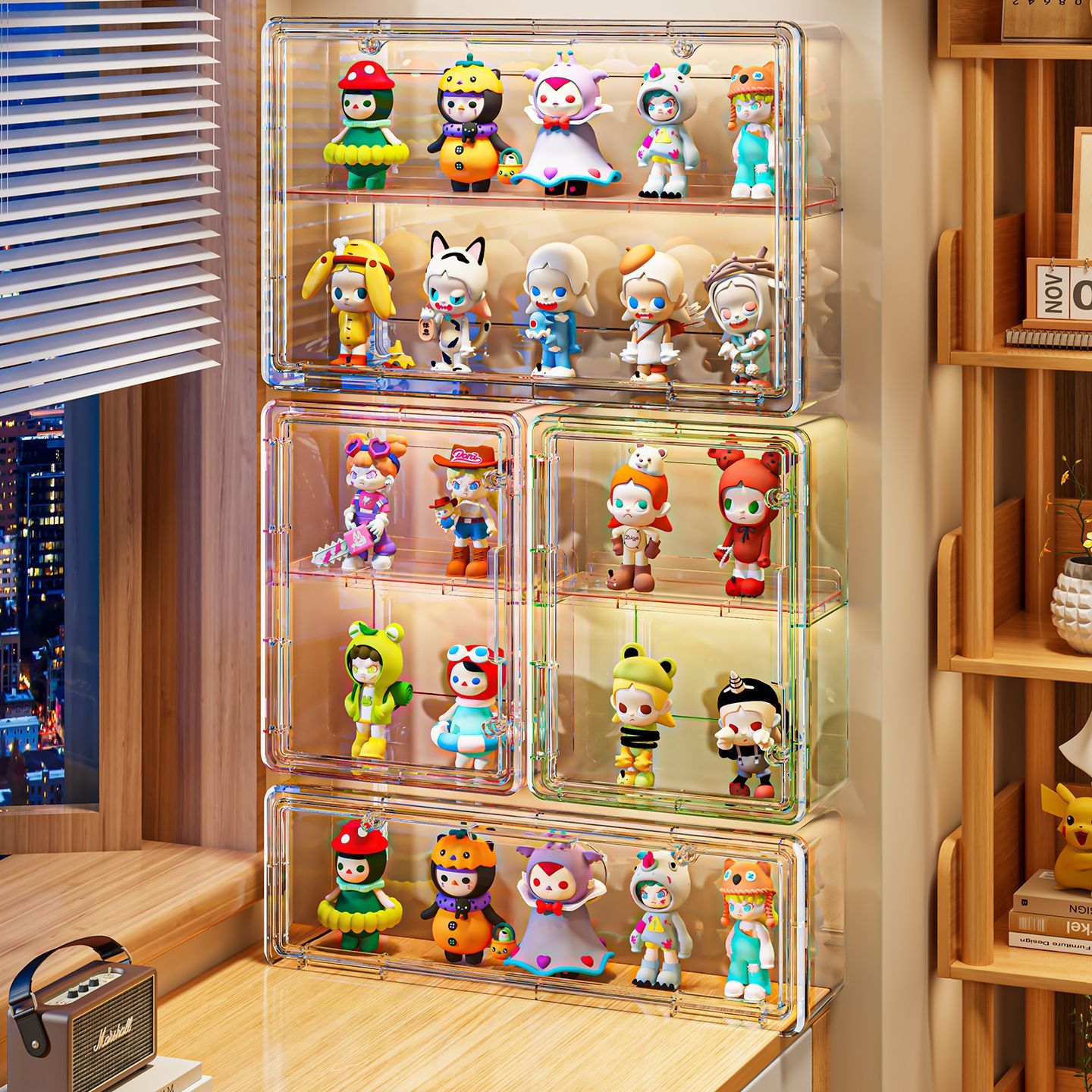 壁挂盲盒收纳展示架透明磁吸防尘