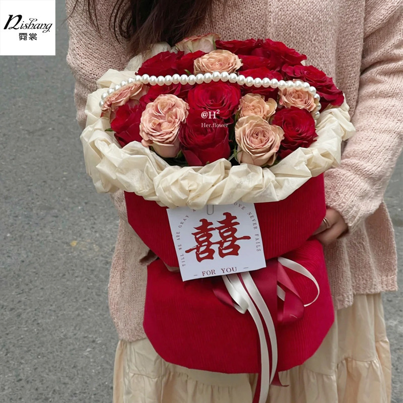 小香风包花布圆形花束包花丝绒布