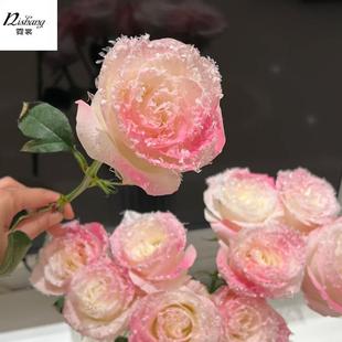 圣诞节网红草莓冰沙玫瑰手工diy装 饰材料圣诞喷雪玫瑰仿真雪花粉