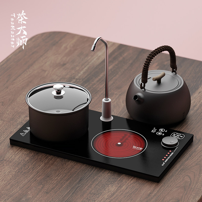 茶大师の决策者R8嵌入式黑晶炉煮茶带抽水一体式茶台泡茶炉茶桌内
