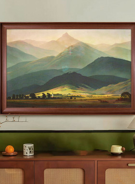 《巨人山》法式复古风景油画客厅装饰画玄关艺术感挂画美式肌理画