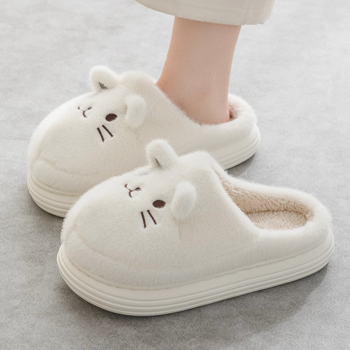 日本棉拖鞋女冬季室内家居卡通情侣女士厚底踩屎感毛绒保暖男秋冬