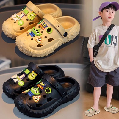 2025新款夏款儿童洞洞鞋踩屎感沙滩情侣洗澡防滑包头亲子凉拖鞋女
