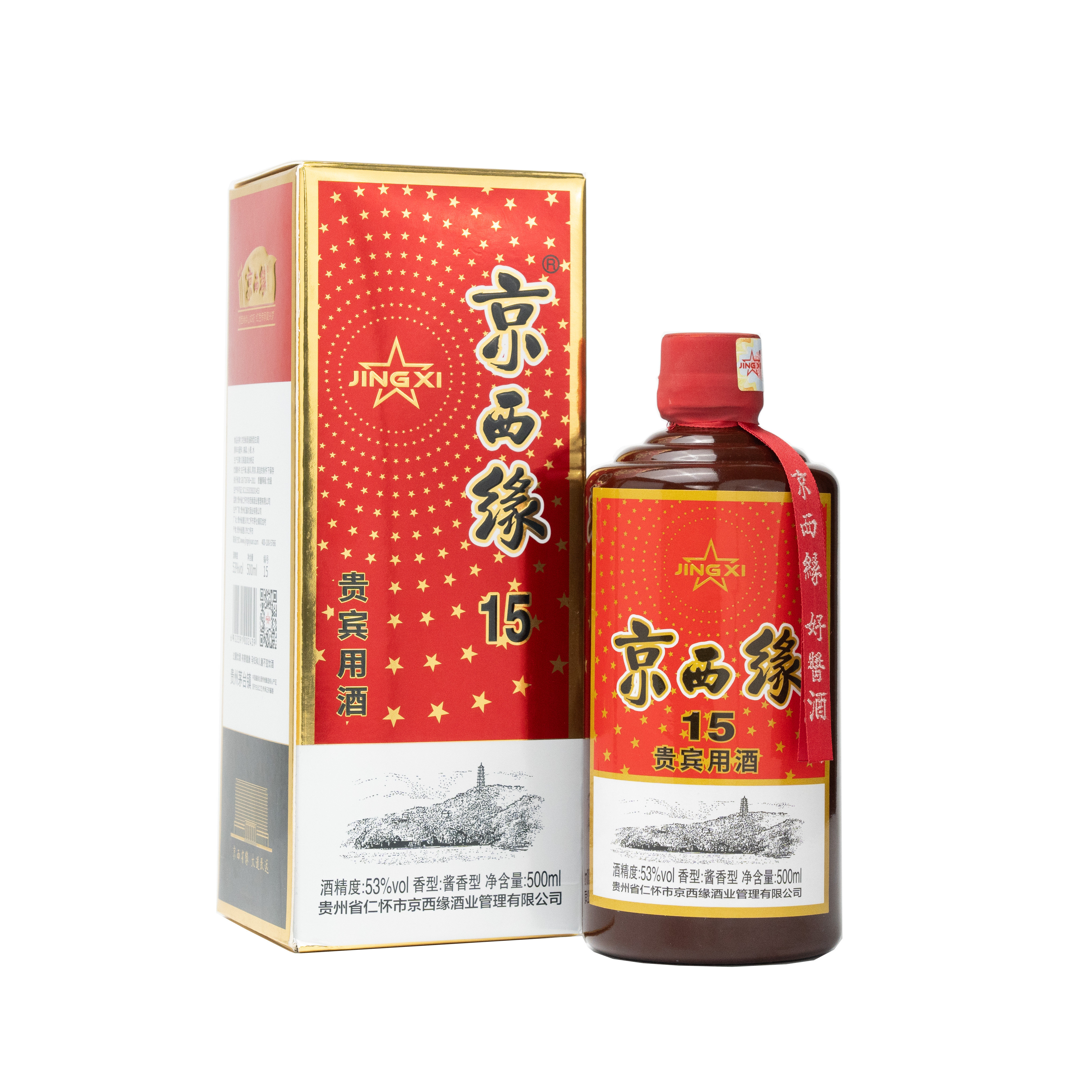 京西缘15(500ml)【1瓶装】贵州大曲坤沙酱香纯粮坤沙53度