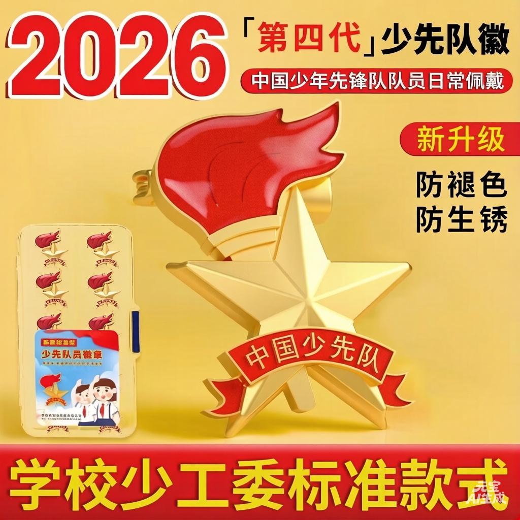 新款少先队队徽正版标准型干部小学生安全别针式强磁铁扣校徽批发