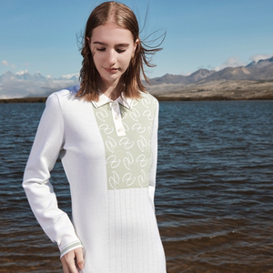 GALTSAND休闲翻领连衣裙刺绣针织修身卫衣裙秋冬新款WWF2391511