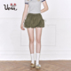 风短款 Uena军绿色水洗做旧抽绳工装 A字花苞半身裙女 玫瑰待放