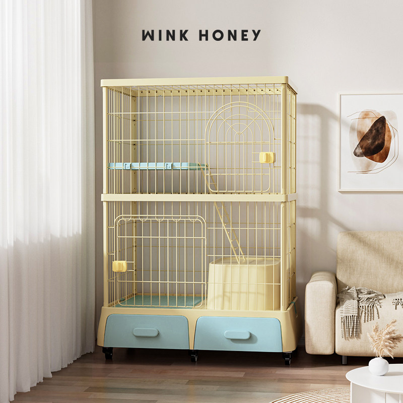 wink honey猫笼子猫别墅带厕所一体家用室内超大自由空间猫窝猫柜