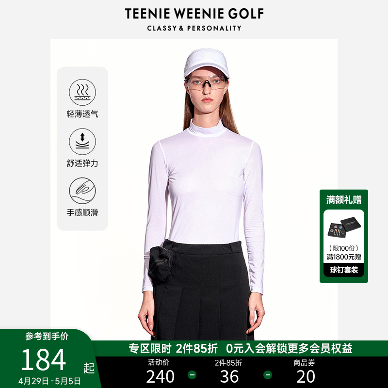 TeenieWeenieGolf小熊女装长袖T恤夏季立领休闲运动圆领上衣白色