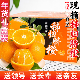 秭归脐橙新鲜时令水果礼盒彩箱橙子9斤现摘赣褚爱南媛手剥果冻甜