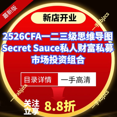 2526CFA一二三级思维导图 Secret Sauce私人财富私募市场投资组合