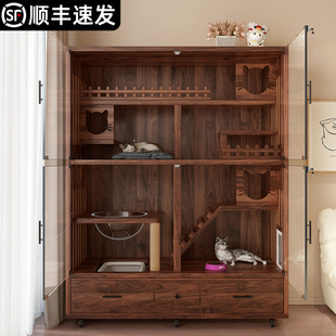 猫别墅实木猫笼子猫屋猫窝猫咪爬架一体豪华猫舍室内猫柜家用猫房