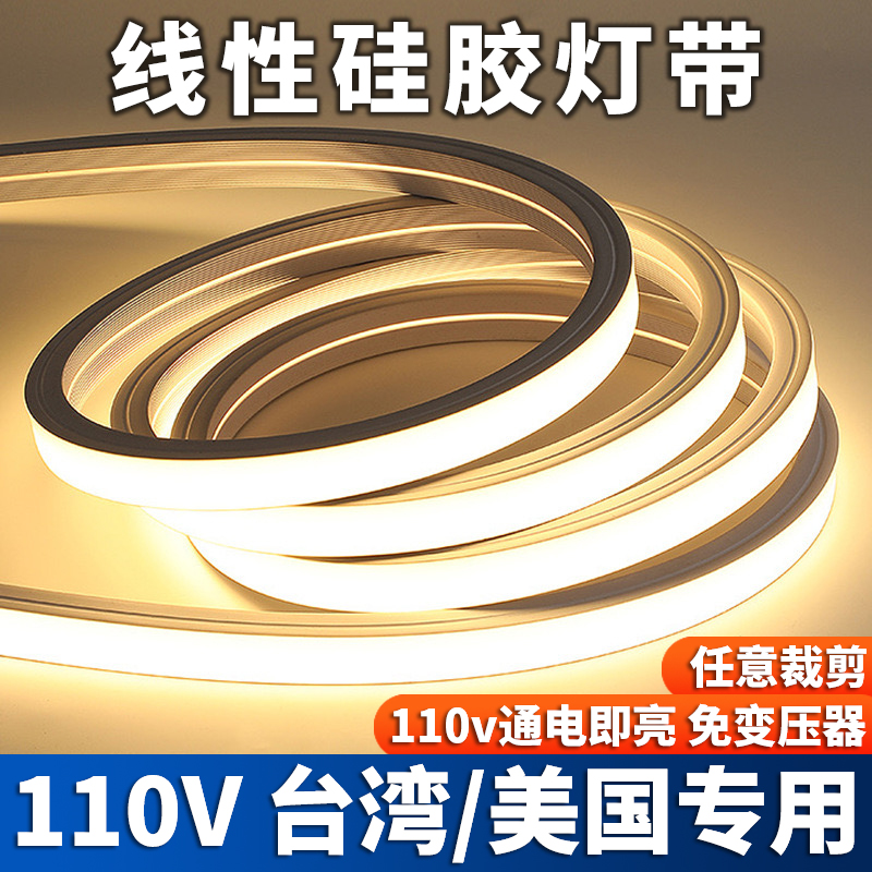 110V硅胶灯带台湾 美国led柔性软灯条户外防水线条灯嵌入式线形灯