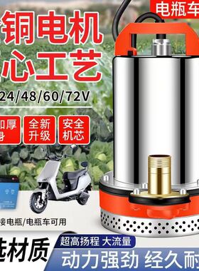 直流潜水泵4860v电动电瓶车专用抽水泵家用农用浇菜12v小型抽水机