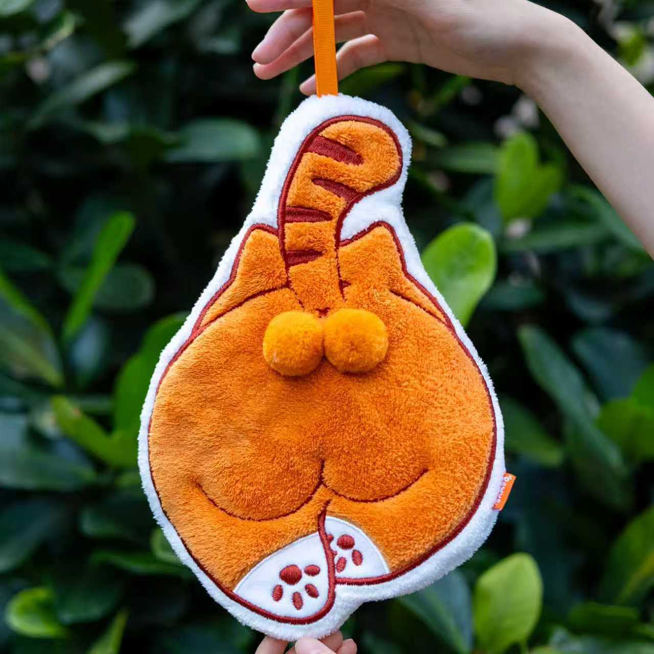 可爱抽象猫蛋擦手巾厨房浴室加厚毛巾喵蛋捣蛋宠物趣味手帕装饰