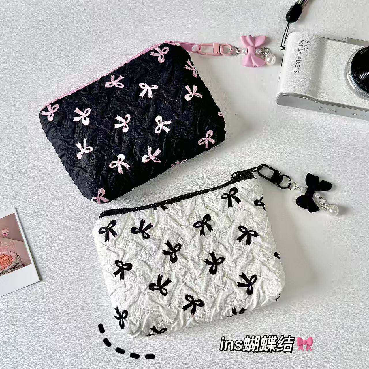 小清新蝴蝶结零钱包女大容量卡片CCD收纳包迷你口红化妆包耳机包