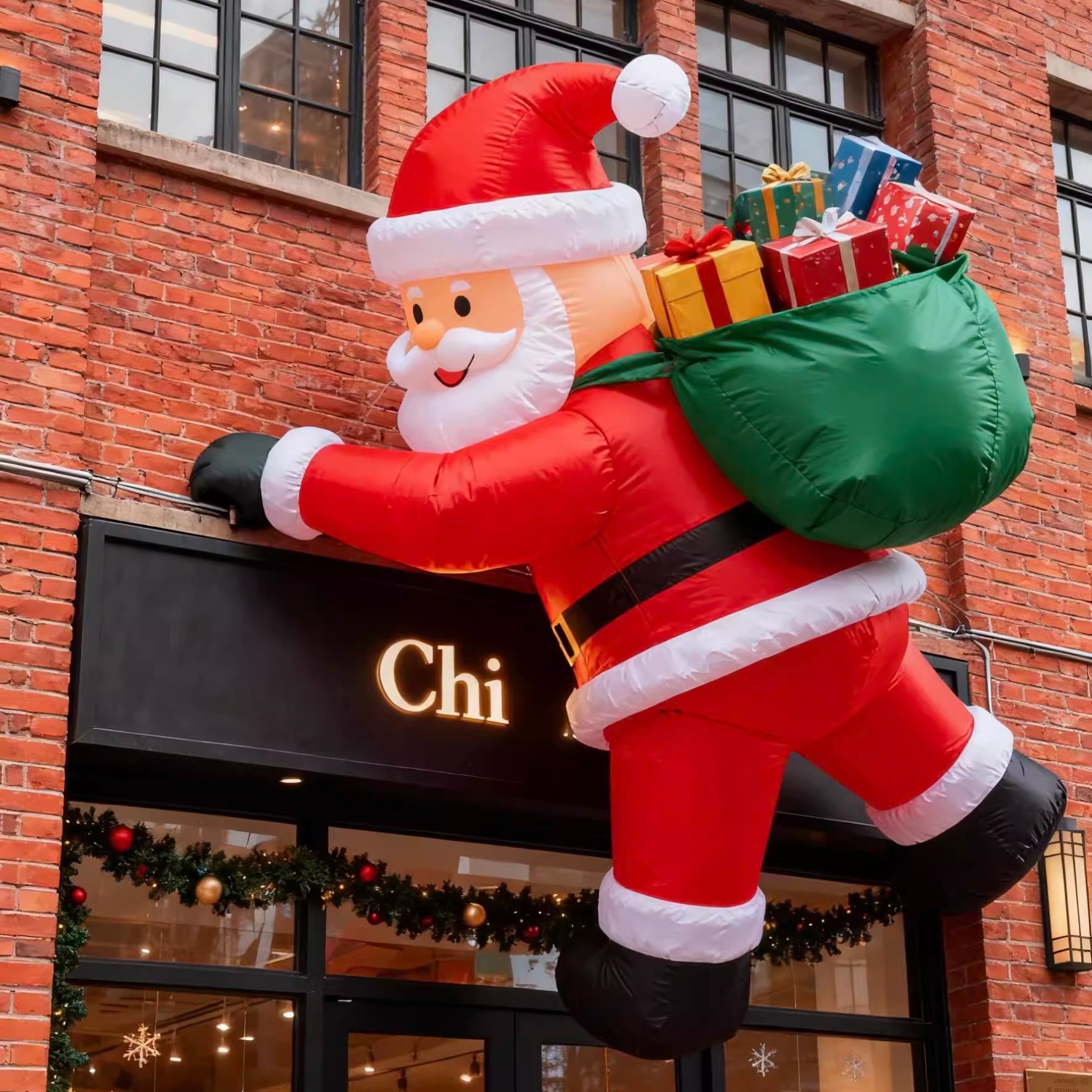 圣诞节装饰充气爬墙圣诞老人气球挂件店铺橱窗商场氛围感场景布置