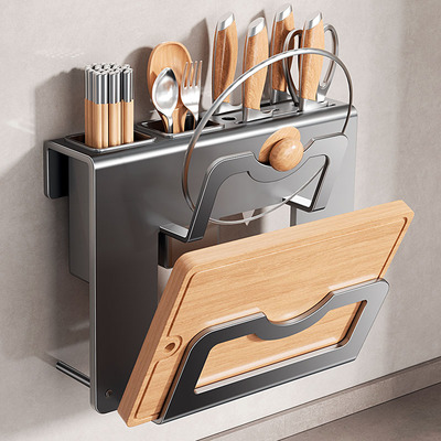 厨房多功能刀筷菜板一体置物架