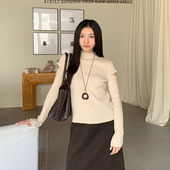 套头镂空设计百搭上衣小衫 爱西里秋冬新款 韩系简约风半高领针织衫