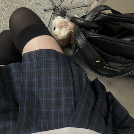 【空】原创一坨羊JK制服裙正版日系校供感高腰半身裙女短格裙春夏
