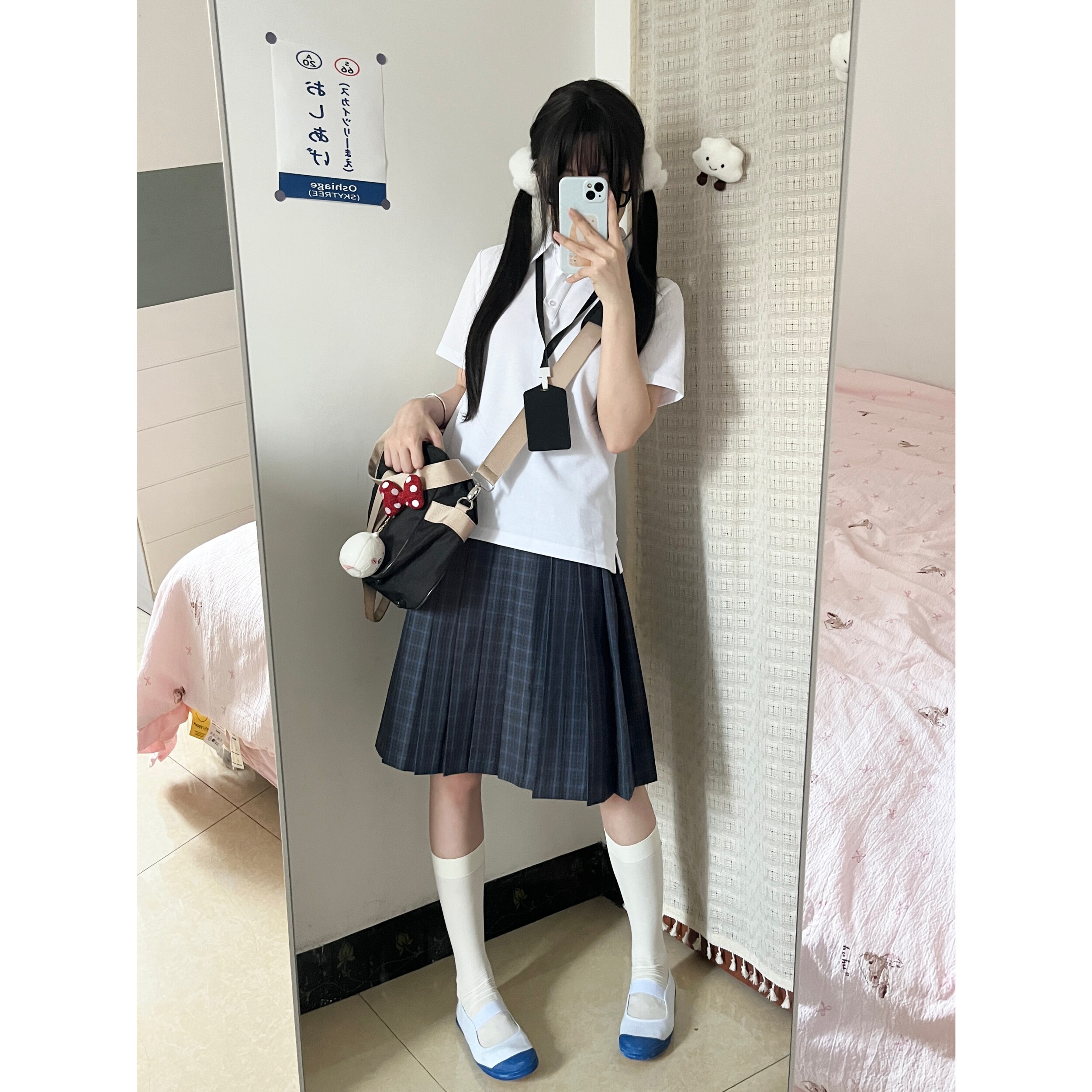 【空】原创一坨羊JK制服裙正版高腰百褶半身裙女校供感中长短格裙