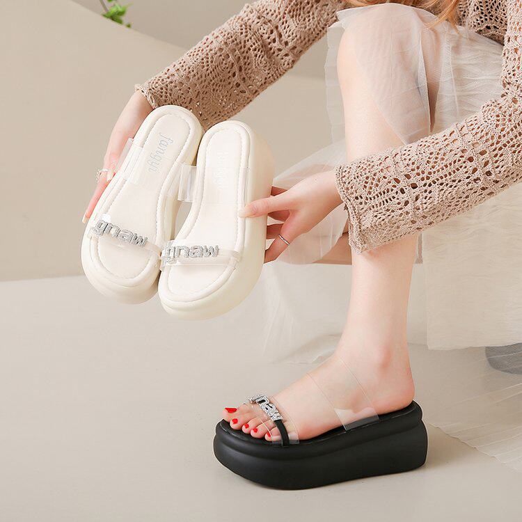 京东官方旗舰店官网女鞋商城唯品会特卖正品牌中平跟时尚一字凉拖