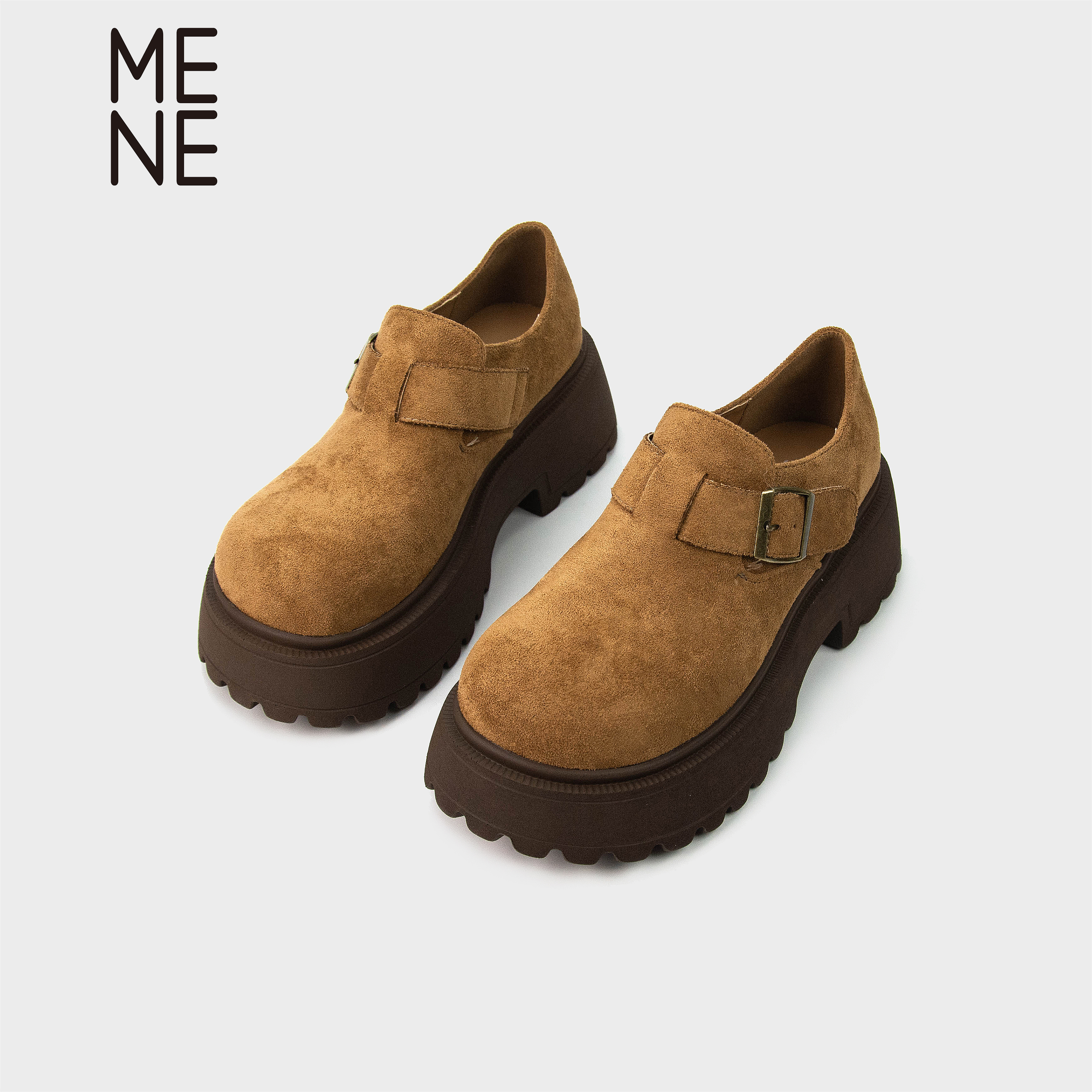 MENE牛奶绒厚底增高休闲运动短靴