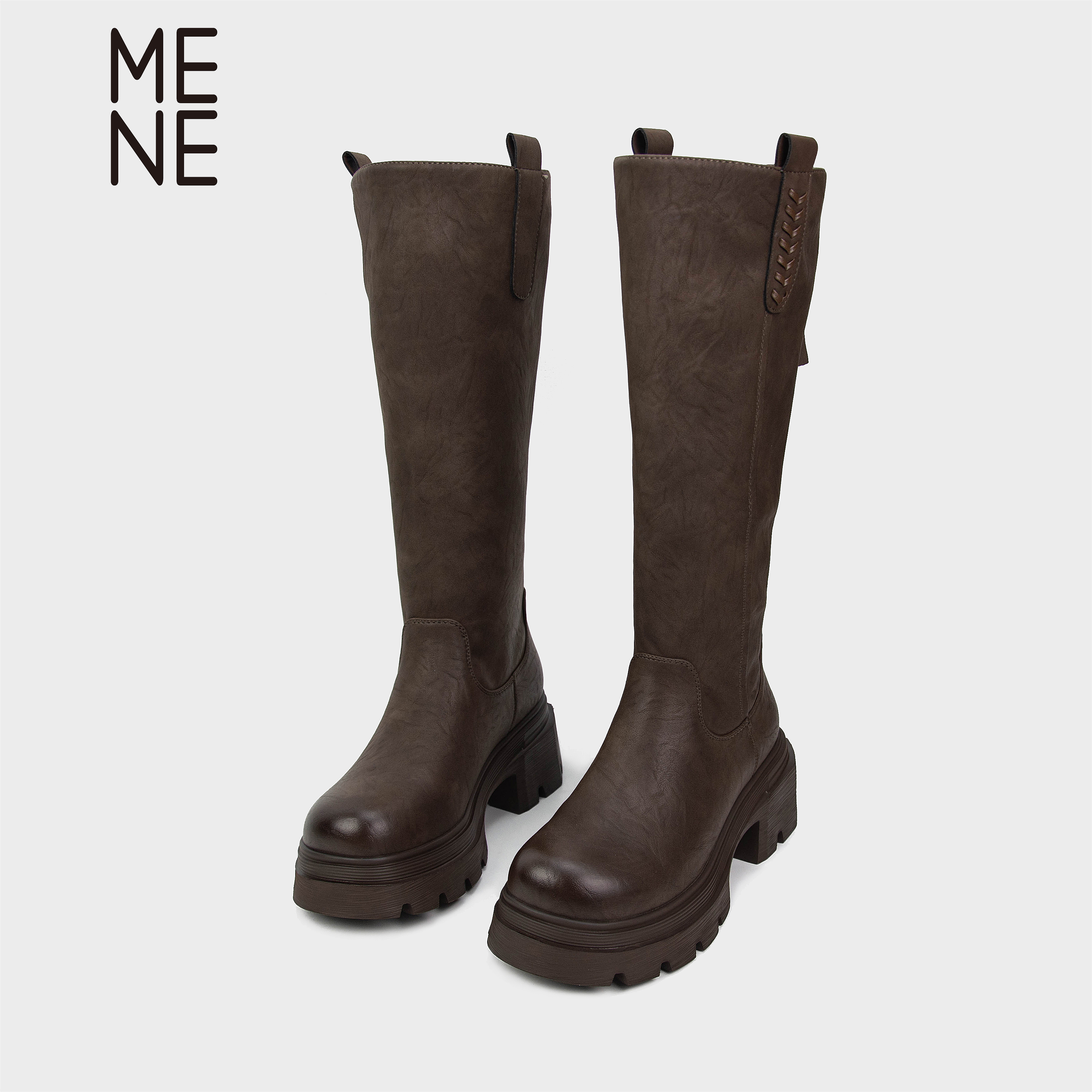 MENE薄绒长筒骑士靴2025冬季新款