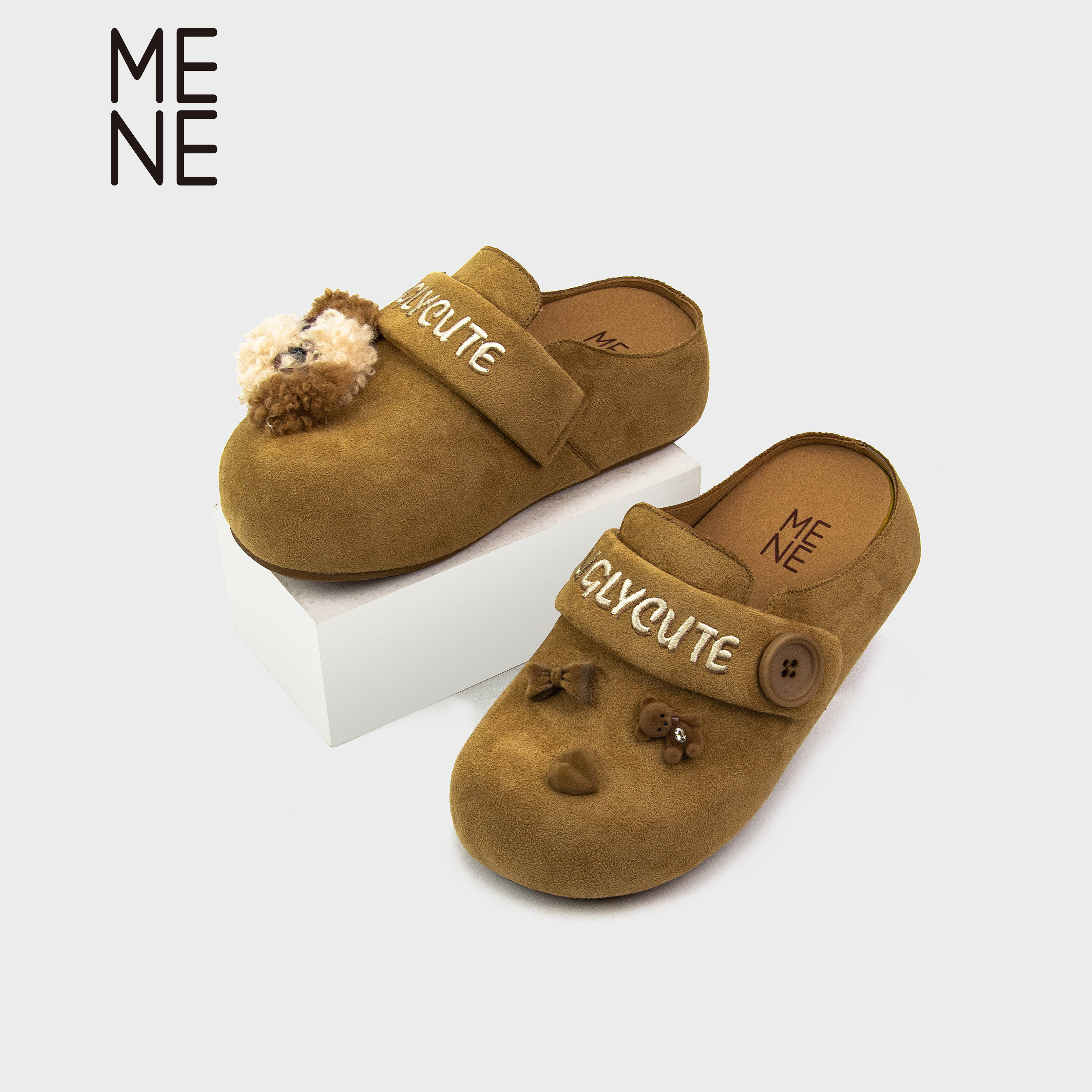MENE小熊懒人半拖勃肯鞋圆头