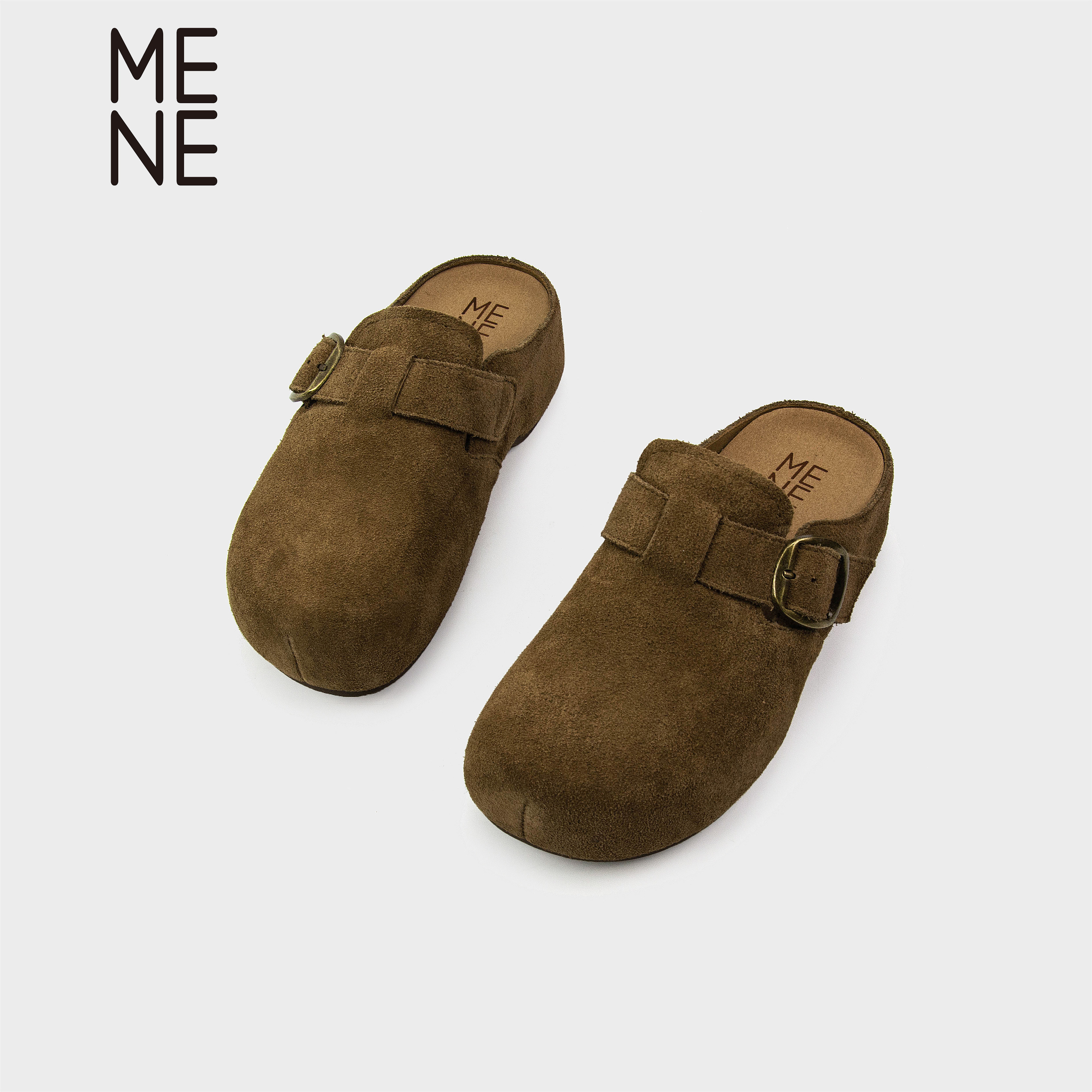 MENE复古厚底软底勃肯鞋女新款