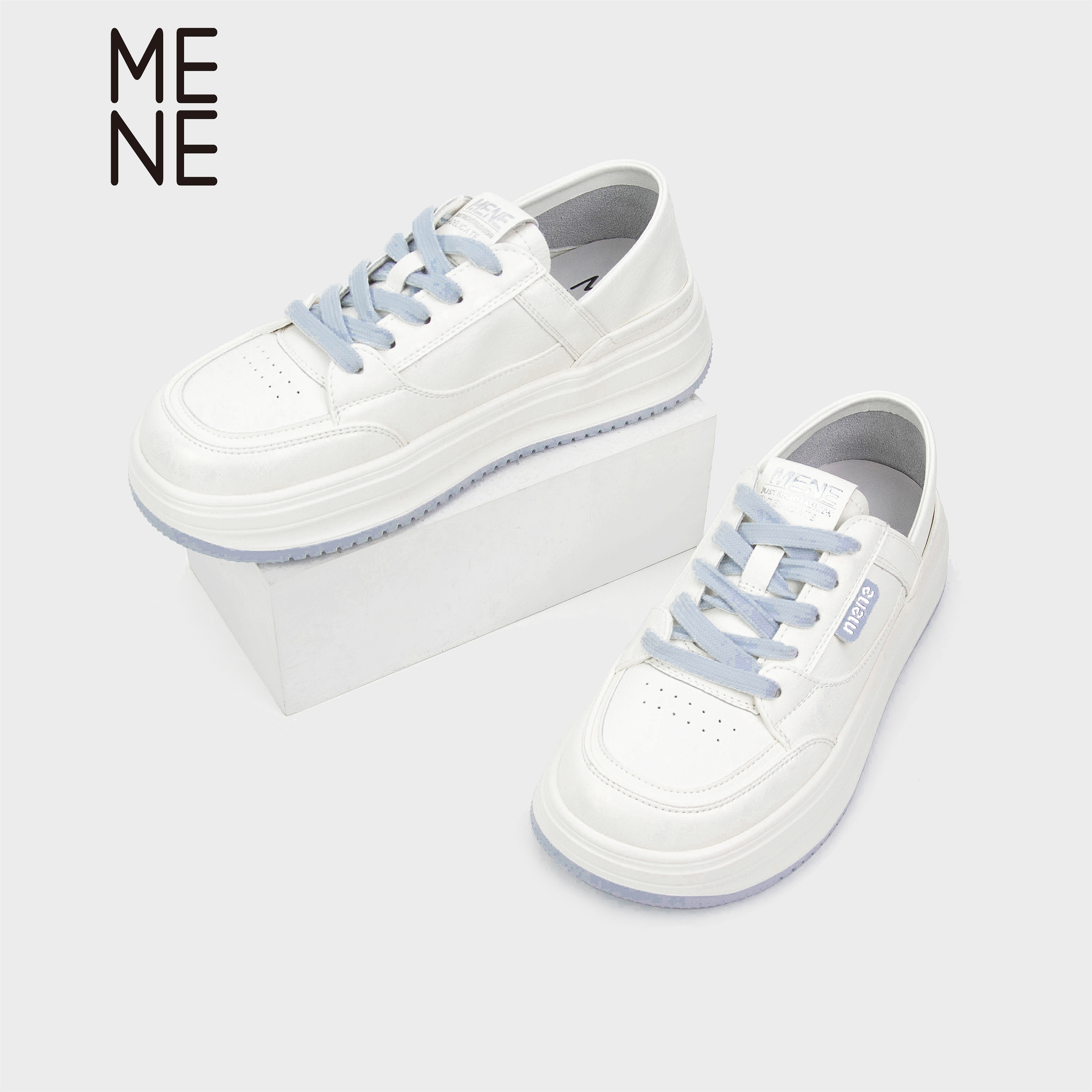 MENE法式厚底小白鞋休闲板鞋