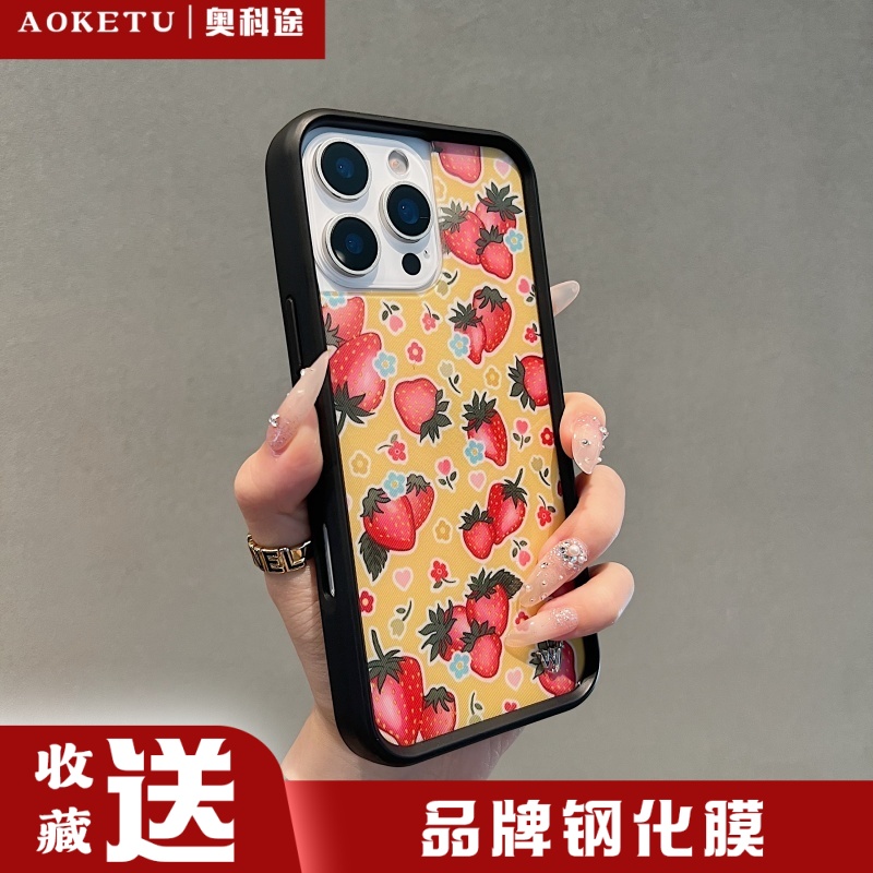 Wildf联名黄底甜蜜草莓适用苹果16Pro适用iPhone15/14/13ProMax/12Plus手机壳经典水果欧美时尚WF防摔保护
