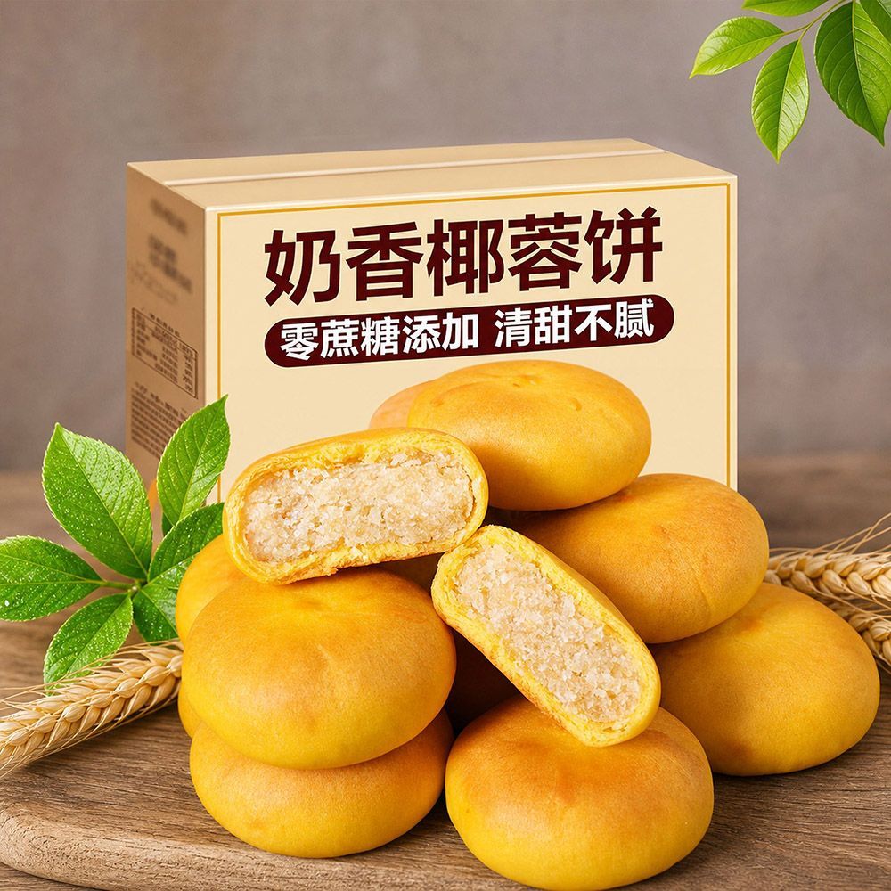 无添加蔗糖奶香椰蓉饼独立装