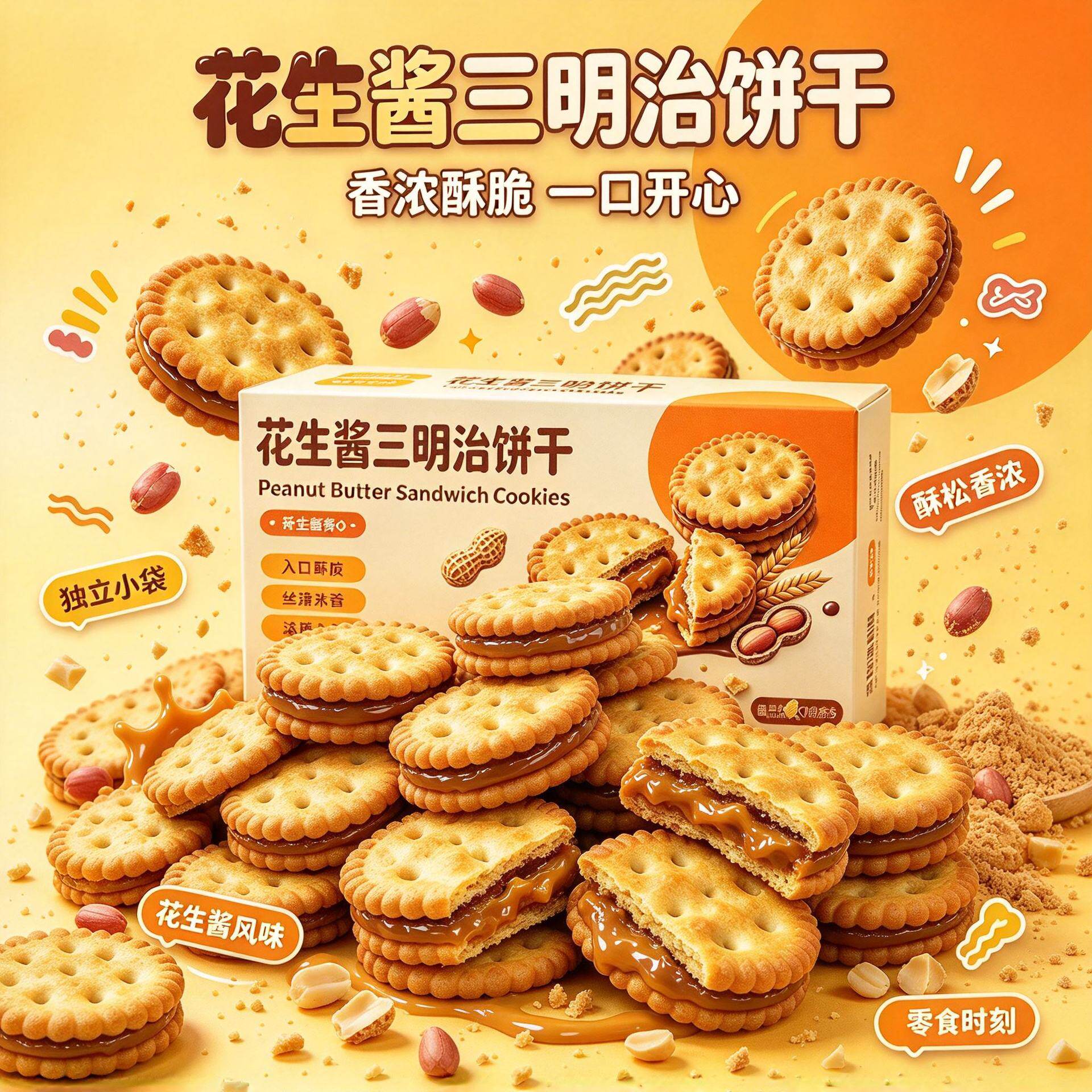 花生酱三明治夹心饼干礼盒送礼
